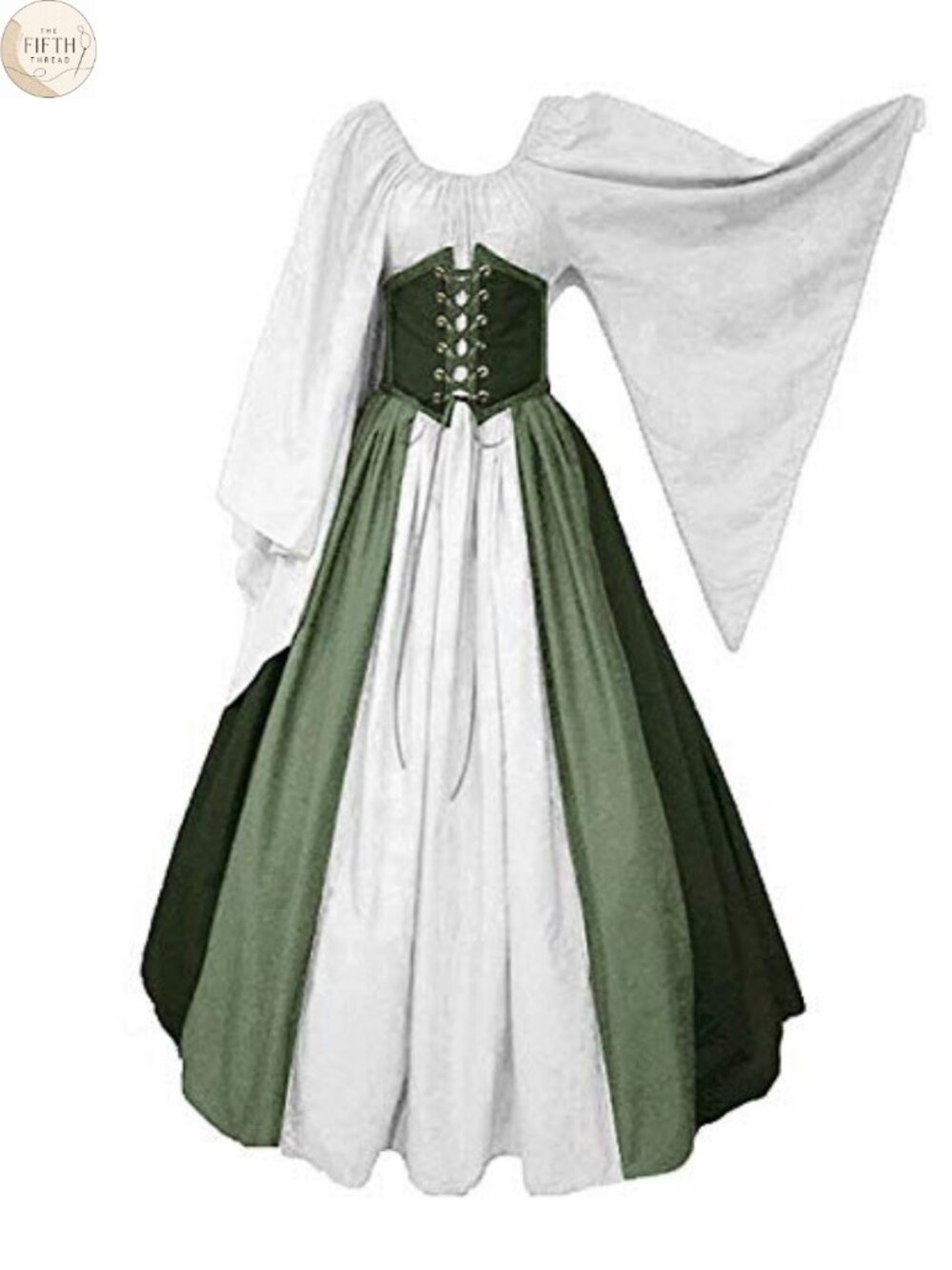 Renaissance Medieval Costume Dress Trumpet Sleeves Gothic Retro Gown